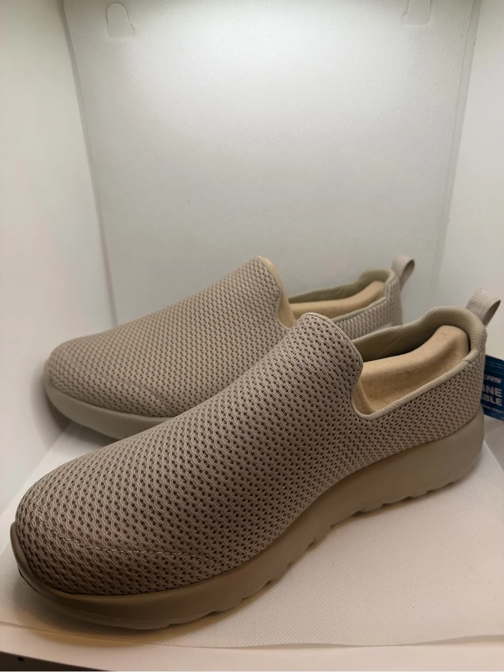 Extra Wide M10 - Skechers Men's Slip-On Mesh Loafers in Taupe